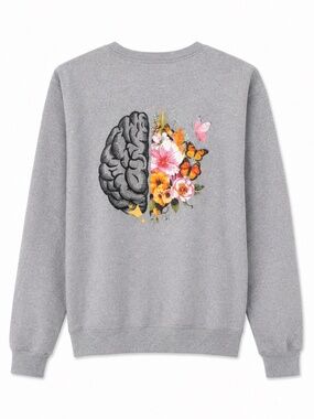 Heather Gray “Mental Health Matters” Graphic Crew Neck Sweater – Medium EUC